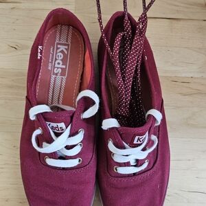 Keds Maroon Canvas Sneakers with White Laces